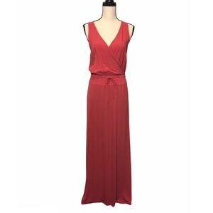 Splendid Coral Front Tie Maxi Dress Size Medium